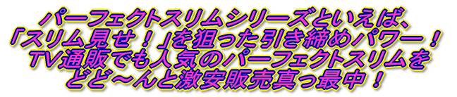 パーフェクトスリムシリーズといえば、 「スリム見せ！」を狙った引き締めパワー！ ＴＶ通販でも人気のパーフェクトスリムを どど～んと激安販売真っ最中！